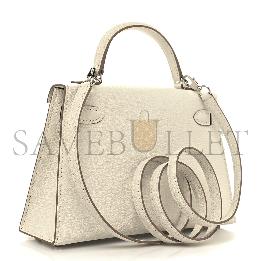 HERMÈS CHEVRE MYSORE MINI KELLY II MUSHROOM (19*12*5.5cm)